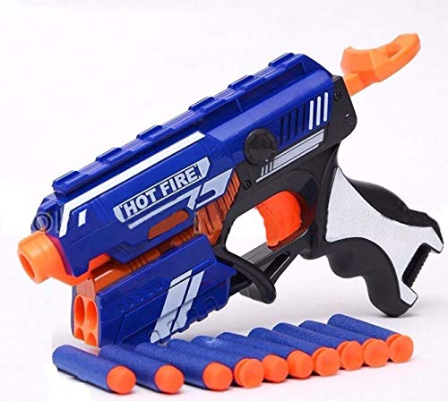 GRAPHENE Blaze Storm Manual Soft Bullet Shooting Gun Toy,Pull-Back Trigger Firing Action with 10 Soft Foam Bullets,Shooting Fun for The Whole Family,Safe Shooting Game for Kids,Multicolor