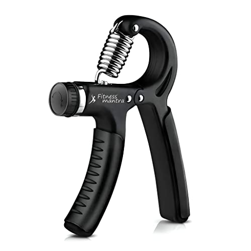 Fitness Mantra® 10KG To 60KG Weight Adjustable Hight Quality Hand Gripper for Men & Women |Hand Grip|Finger Exerciser|Power Gripper|Hand Exerciser Equipment|Hand Strengtheners [Black Color]