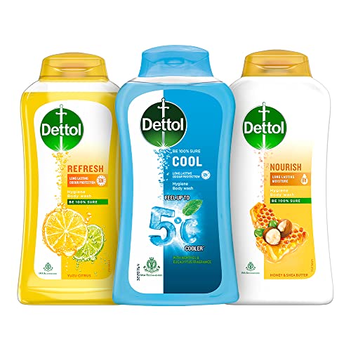 Dettol Body Wash and Shower Gel for Women and Men, (Cool, Refresh, Nourish), Pack of 3-250ml each