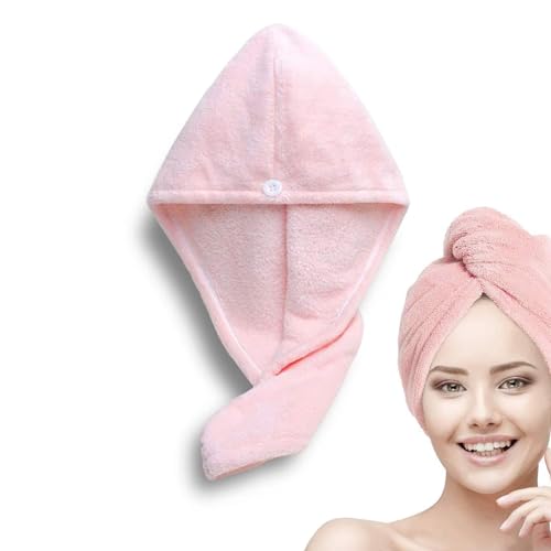 Status Contract Set of 4 Hair Towel Super Absorbent Quick Dry Towel Bathrobe Magic Hair Warp Towel Super Quick-Drying Microfiber Bath Towel Bath Towel (Pink)