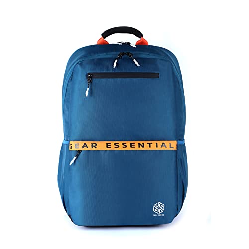 Gear LOGI-Q 27L Medium Water Resistant Laptop Bag/Backpack/Office Bag with Trolley Sleeve for Men/Women (Teal-Yellow)