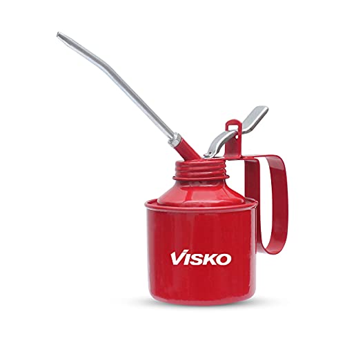 Visko Tools Steel 229 3/4 Oil Can | Oil Can for Vehicles | Multipurpose Metal Oil Can | Oil Oiler with Fixed Spout | For All Lubrication Need of Car | Bikes | Machines and Industrial Use | Red Color |
