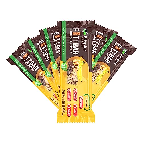 Fitspire Fitt Energy Bar, 100% Vegan, Provide Instant Energy & Essential Nutrients, Boosts Athletic Performance, Improves Muscle Recovery Made With Natural Ingredients (Mocha Hazelnut, Pack Of 6)