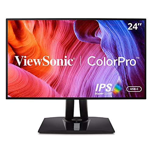 ViewSonic 24 Inch Colorpro Professional FHD IPS Monitor, Delta-E, TÜV SÜD tested,100%sRGB &100% Rec.709 coverage, Advance Ergonomics,Type-C 65W Charge Back,Eye Care, DaisyChain, HDMI,DP,USB-C -VP2468A