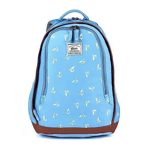 Gear Origami 35 L Water Resistant Backpack with Rain Cover/School Bag/College Bag/Daypack/Casual Backpack for Boys/Girls/Men/Women (Forget Me Not Blue -Tan)