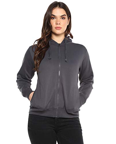 Alan Jones Clothing Women’s Cotton Hooded Neck Regular Fit Sweatshirt (Wm17-Ss01-Stone-L_Stone_L) Brown