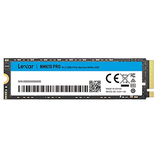 Lexar NM610 PRO 1TB SSD, Up to 3300MB/s, NVMe 1.4 PCIe Gen 3×4 M.2 2280, 3 Y Warranty, 3D NAND Flash Internal Solid State Drive