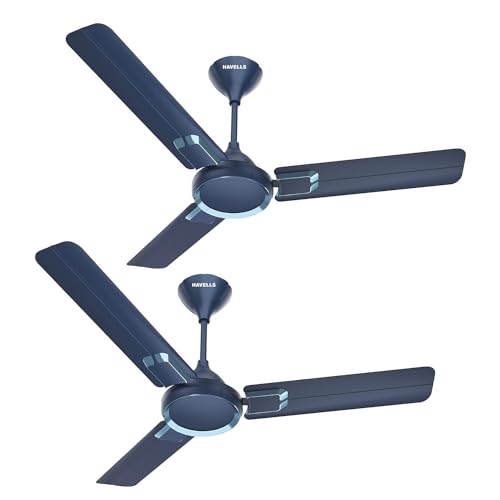 Havells Glaze 1200mm 1 Star Energy Saving Ceiling Fan (Sapphire Blue Chrome, Pack of 2)
