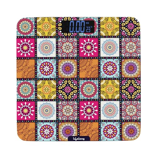 Lifelong Mystical LLWS63 Weighing Scale (Indian Cultural Series – Rajasthan Urban)|Digital Weight Machine for Body Weight|Thick Tempered Glass with LCD Display|Bathroom Weighing Scale (Multicolor)
