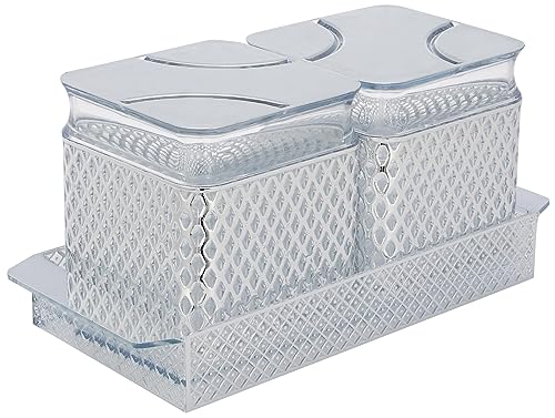 Solimo Checkered Jar Container, Set of 24 (6 pcs x 250 ml Each, 6 pcs x 500 ml Each, 6 pcs x 1000 ml, 6 pcs x 2000 ml Each), Choco | Air Tight | Kitchen Organiser | BPA Free | Stackable