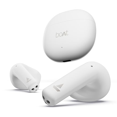 boAt Airdopes Atom 81 TWS Earbuds with Upto 50H Playtime, Quad Mics ENx™ Tech, 13MM Drivers,Super Low Latency(50ms), ASAP™ Charge, BT v5.3(Pearl White)