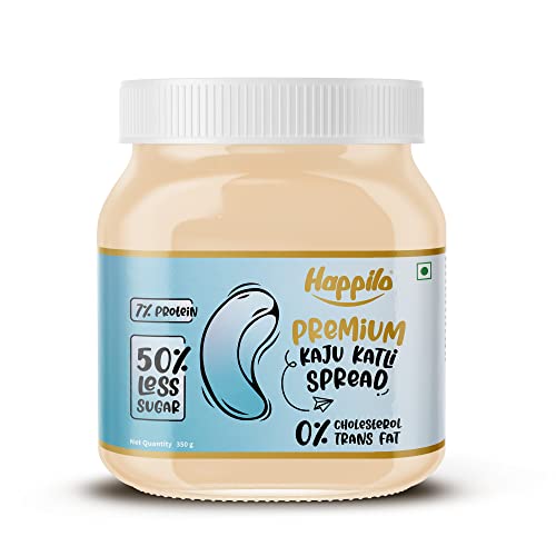 Happilo Premium Kaju Katli Spread, Delicious and Creamy Spread with Rich Flavor of Roasted Premium Cashews, High Protein Low-Sugar Sweet Dessert, Guilt-Free Healthy Snack, No Cholesterol and Trans-Fat, 350g