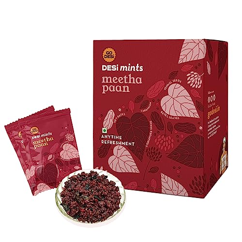 Go Desi Meetha Paan Mouth fresheners, Desi Mints, Refreshing Mouthfreshener, Mukhwas, Box of 40 Sachets