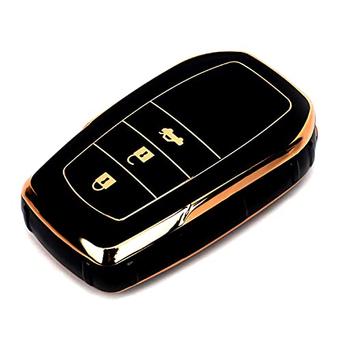 Auto Pearl TPU Key Cover Compatible for Toyota Innova, Crysta, Fortuner 3 Button Smart Key (Black)