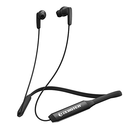 ZEBSTER Z-Style 604 Wireless Bt Earphone with Neckband with Magnetic Earpiece,Call Function Which Supports Voice Assistants,Splash Proof Talktime Upto 11-13H Provides Playback Upto 16H Black,in-Ear