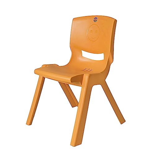 Cello Rock Comfortable Kids Chair with Backrest for Study Chair|Play|Dining Room|Bedroom|Kids Room|Living Room|Indoor-Outdoor|Dust Free|100% Polypropylene Stackable Chairs, Orange