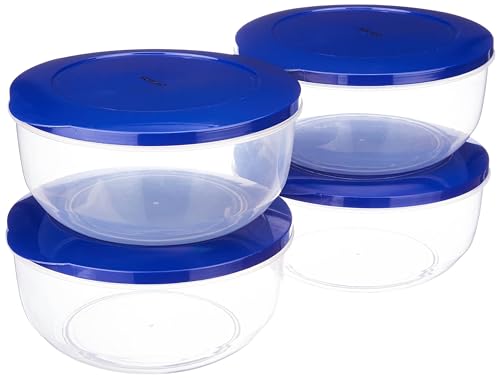 Amazon Brand – Solimo Nestable & Stackable Container Set, Round, 2700 ml, Set of 4, Blue
