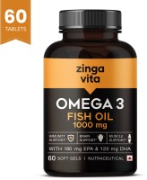 Zingavita Omega 3 Fish Oil Capsule Mercury Free Formula for Heart, Joints & Eye Support(60 Capsules)