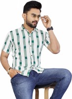 ZentWorld Men Printed Casual Green, White Shirt