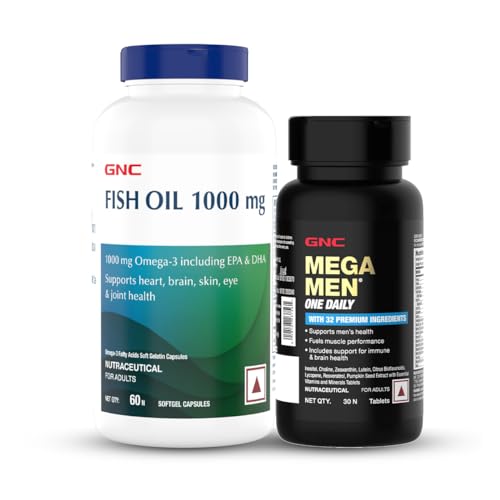 Nveda Omega 3 Capsule For Men and Women, Fish Oil 60 Capsules with Calcium, Magnesium, Zinc, Vitamin D & B12 for Healthy Heart, Eyes, Brain, Immunity, Bone & Joint Support, 60 Tablets (Combo Pack)