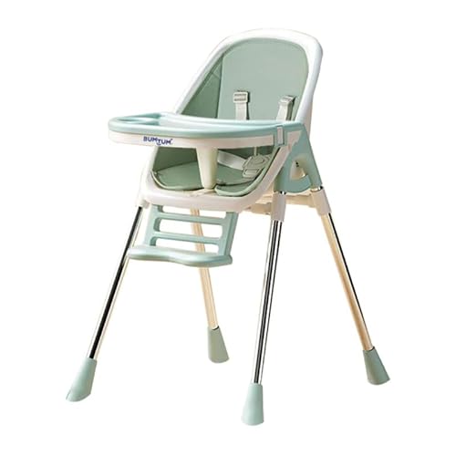BUMTUM 4 in 1 Convertible Folding Baby High Chair with Footrest, Convertible to High Chair, Low Chair, Feeding Seat with Cushion pad (Green)