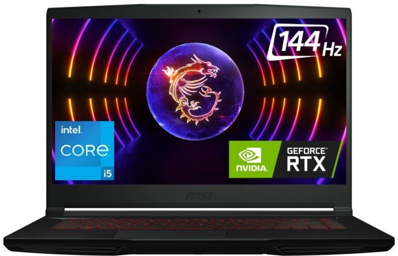 MSI GF63 Intel Core i5 12th Gen 12450H – (8 GB/512 GB SSD/Windows 11 Home/4 GB Graphics/NVIDIA GeForce RTX 2050/144 Hz) Thin GF63 12UCX-266IN Gaming Laptop(15.6 Inch, Black, 1.86 Kg)