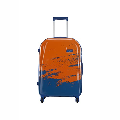 Skybags Horizon 55 cms Small Cabin Polycarbonate Hardsided Printed 4 Wheels Luggage/Suitcase/Trolley Bag (Orange and Blue)
