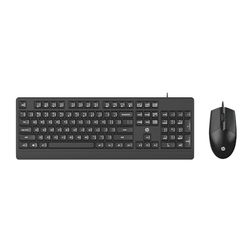 HP KM 180 Wired Mouse and Keyboard Combo, USB Plug-and-Play, 1200 dpi, Full-Size Keyboard with Numeric pad, Up to 10 Million keystrokes, Up to 1 Million clicks, 0.52 kg, Black, 7J4G3AA