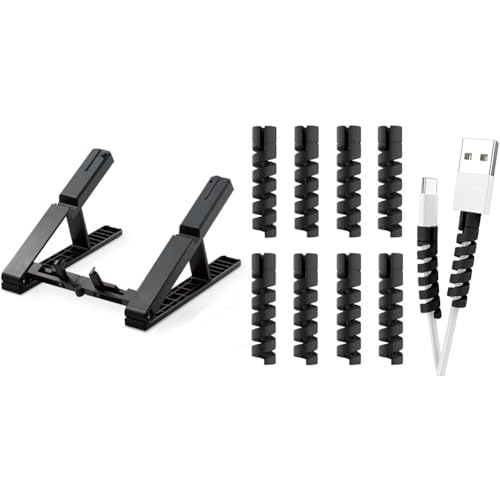 STRIFF Laptop Stand for Desk(Blackish) Spiral Cable Protector Cord Saver, Pack of 10