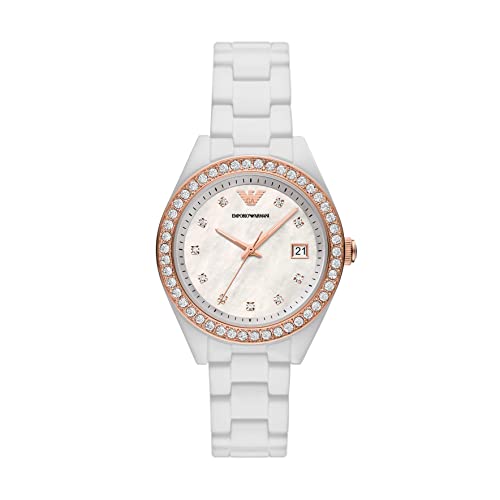 Emporio Armani Women Analog White dial White Colored Strap Ceremic Watch AR70007