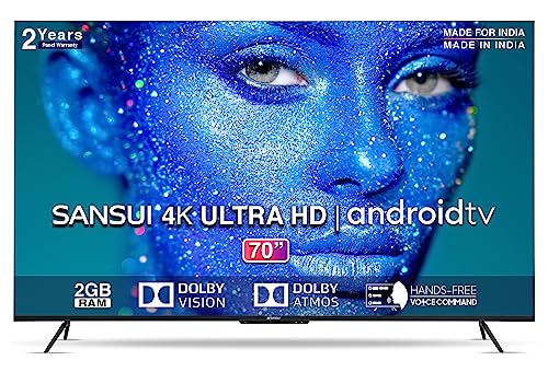 Sansui 178 cm (70 inches) 4K Ultra HD Smart Android LED TV JSW70ASUHDFF (Ebony Black)