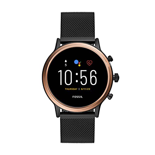 Fossil Gen 5 (44mm, Black) Julianna Stainless Steel Touchscreen Women’s Smartwatch with Speaker, Heart Rate, GPS, Music Storage and Smartphone Notifications Digital Dial Watch-FTW6036