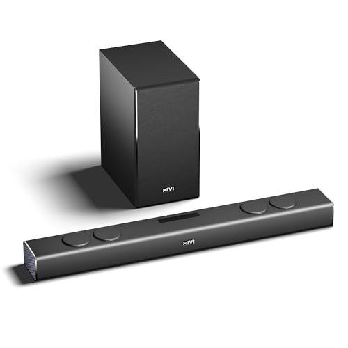 Mivi Fort Q350 Soundbar with 350W Surround Sound, 2.1 Channel soundbar with a Wireless External subwoofer, Multiple EQ and Input Modes, Remote Accessibility, BT v5.3, Made in India Sound bar for TV