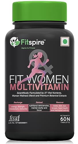 Fitspire Men Multivitamin with Grape seed extract, Vitamin C & 21 other nutrients for Overall Health, Strong Muscles & Immunity (Veg) 60s (60)