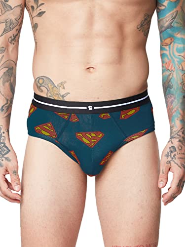 The Souled Store|Official Superman: Logo Pattern Mens and Boys Briefs | Regular fit Graphic Printed| 95% Micromodal and 5% Lycra Dark Green Men Briefs Underwear