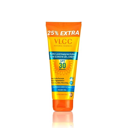 VLCC Matte Look Spf 30 PA ++ Sunscreen Gel Crème – 100g + 25g Extra – Helps Depigmentation, Non-Greasy Tinted Matte Formula with Broad Spectrum Protection.