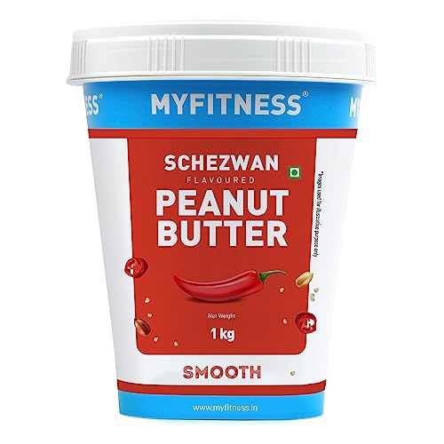 MYFITNESS Schezwan High Protein Spread & Dip | Spicy Smooth Peanut Butter 510g | 27g Protein | Hot & Chilli Nut Butter Spread | Vegan | Gluten & Cholesterol Free | Healthy & Tasty Snacking Partner