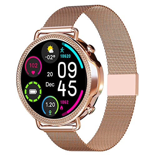 Vibez by Lifelong Smart Watch for Women 1.28″ AMOLED Always on Display, Bluetooth Calling, Voice Assistance, 60Hz Refresh Rate, 600 NITS, Health Tracker, Leather & Silicone Straps (Glam Series)