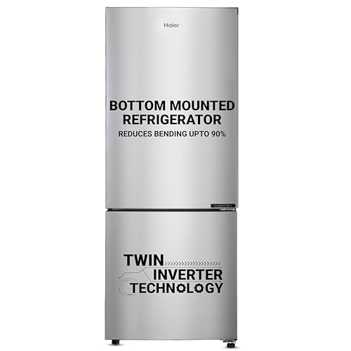 Haier 237 L 3 Star Frost Free Inverter Double Door Bottom Mount Refrigerator Appliance (2023 Model, HEB-243GS-P, Moon Silver, Convertible)