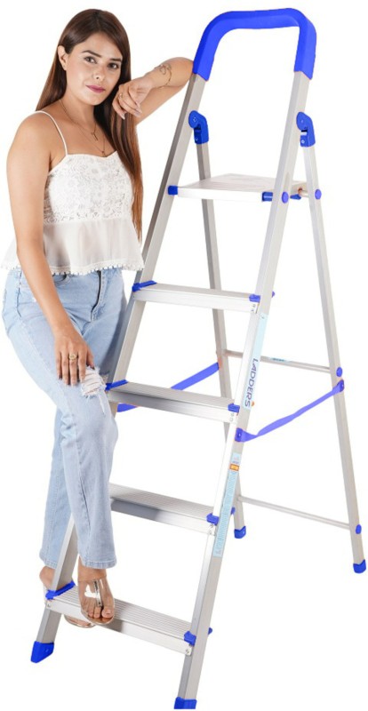 HOMACE Foldable Aluminum Ladder stairs siddi for Home industrial use 5 step ladder Aluminium Ladder(With Platform)