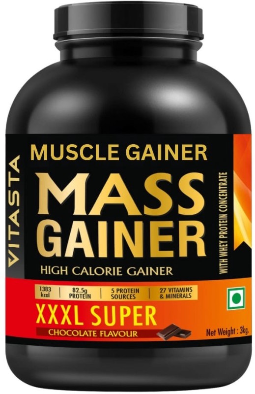 VITASTA Real mass gainer,Weight gainer,XXXL Super gainer,Whey protein Weight Gainers/Mass Gainers(3 kg, Chocolate)