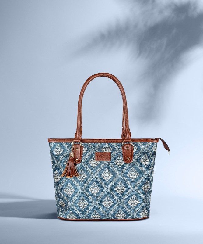 The CLOWNFISH Blue Shoulder Bag Percy Printed Handicraft Handbag Ladies Shoulder Bag For Women College Girls