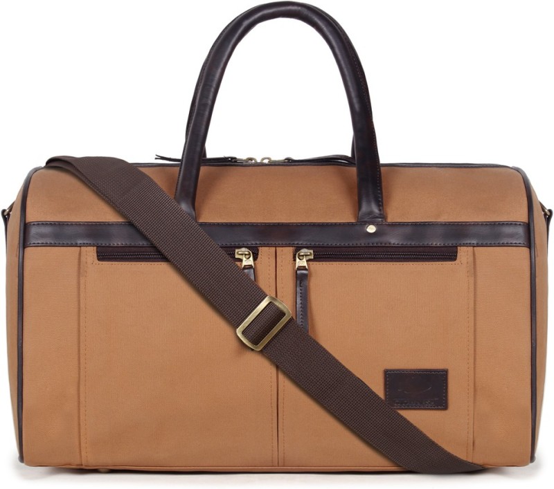 The CLOWNFISH Scott 36 Litres Canvas Unisex Travel Duffle Bag (Yellow ochre) Duffel Without Wheels