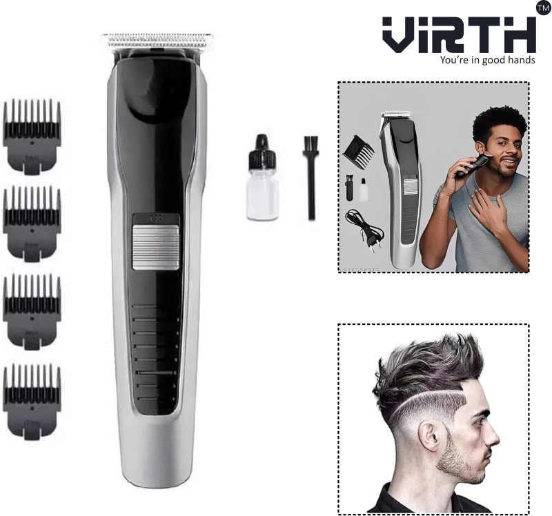 Virth Rechargeable Hair Beard Trimmer for Men Trendy Styler Trimmer 120 min  Runtime 0 Length Settings(Black)