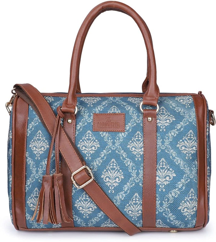 The CLOWNFISH Blue Shoulder Bag Lorna Printed Handicraft Handbag Ladies Shoulder Bag For Women College Girls