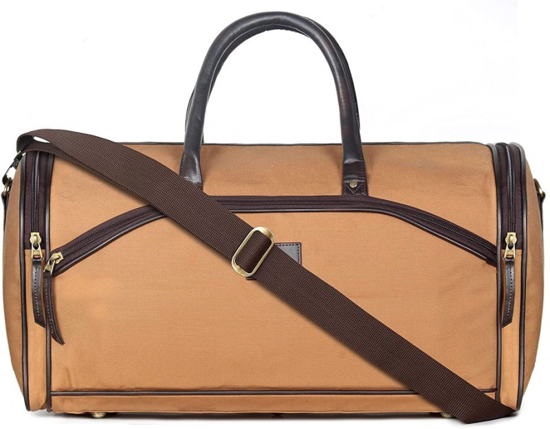 The CLOWNFISH Rio 34 Litres Canvas with Faux Leather Travel Duffle Bag (Yellow Ochre) Duffel Without Wheels