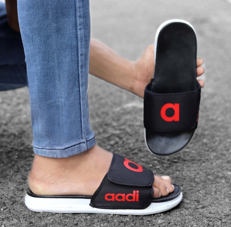 aadi Men Slides(Black, Red 5)