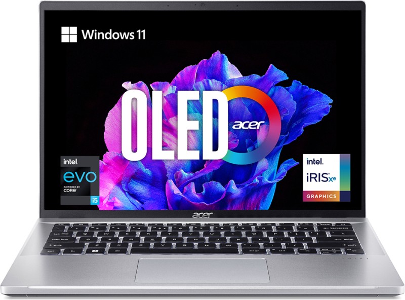 Acer Swift Go 14 EVO OLED Intel Core i5 13th Gen 13500H – (16 GB/512 GB SSD/Windows 11 Home) SFG14-71-58UB Thin and Light Laptop(14 Inch, Pure Silver, 1.25 Kg, With MS Office)