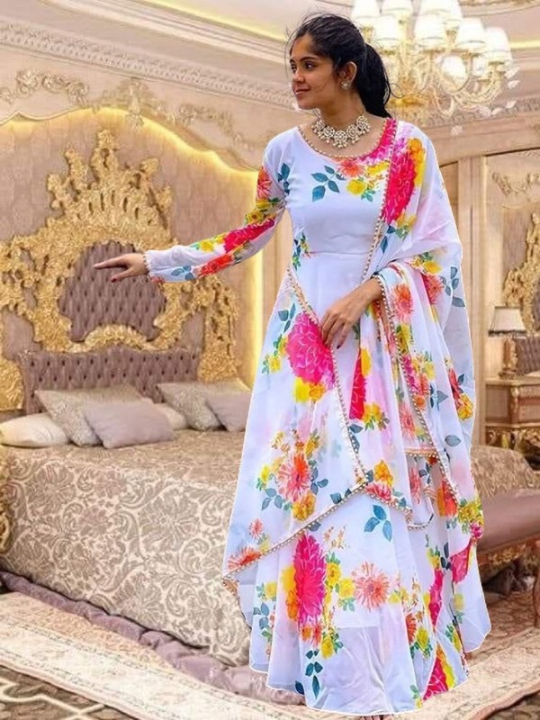 Pramukh Darshan Export Anarkali Gown(White)