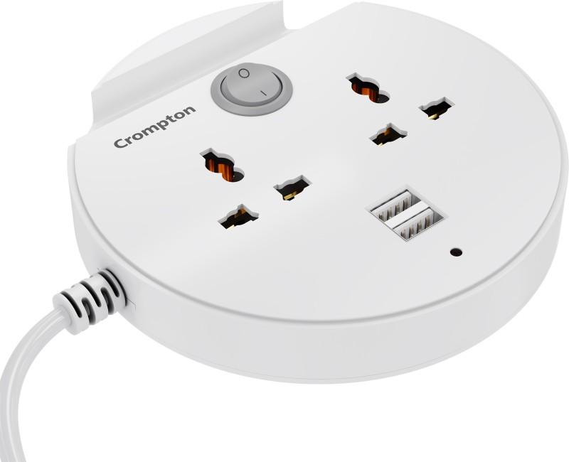 Crompton Powerbox Alpha CU 4  Socket Extension Boards(White, 2 m, With USB Port)